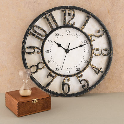 ZOOFOX Retro Wall Clock 12 Inch Silent Movement Battery Operated Decorative Round Quartz Wall Clock Raised 3D Arabic Numerals Wall Clock for Home Living Room Reading Room Kitchen Office
