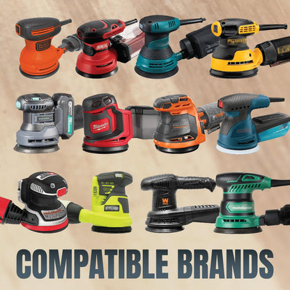 POWERTEC 50 PCS 100 Grit - 5 Inch 8 Hole Hook and Loop Sanding Discs, 5" Sanding Pads for Automotive, Drywall, Woodworking with Orbital Sander, Air, and DA Sander (44010G-50)