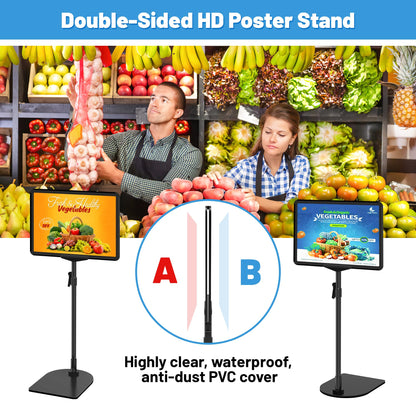 VAIIGO Sign Holder Stand 8.5 x 11, Adjustable Poster Stand for Table Top & Floor, Metal Signage Display Stands, Floor Standing Sign Holder for Advertisement, Tradeshow, Store, Business, 2 Pack
