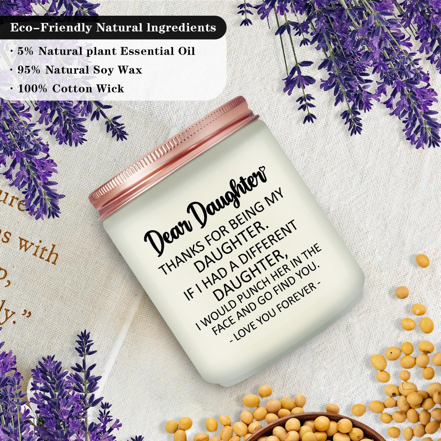 Volufia Daughter Gifts from Mom, Dad - Christmas Mothers Day Birthday Gift for Daughter - Lavender Scented Candle