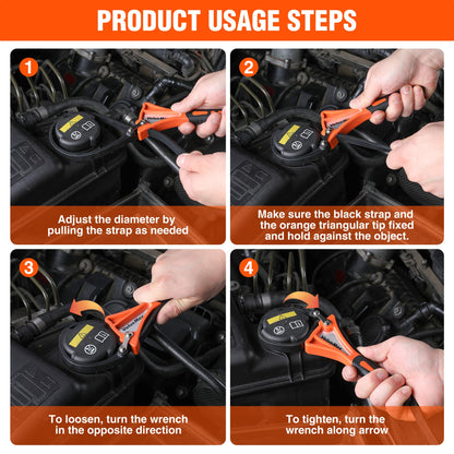 ValueMax 2-Piece Strap Wrench Set, Adjustable Wrench with Max Diameter 4" (Small) and 6"(Large), Oil Filter Wrench Set, Jar Opener, Shower Head Wrench, Water Filter Wrench, Orange