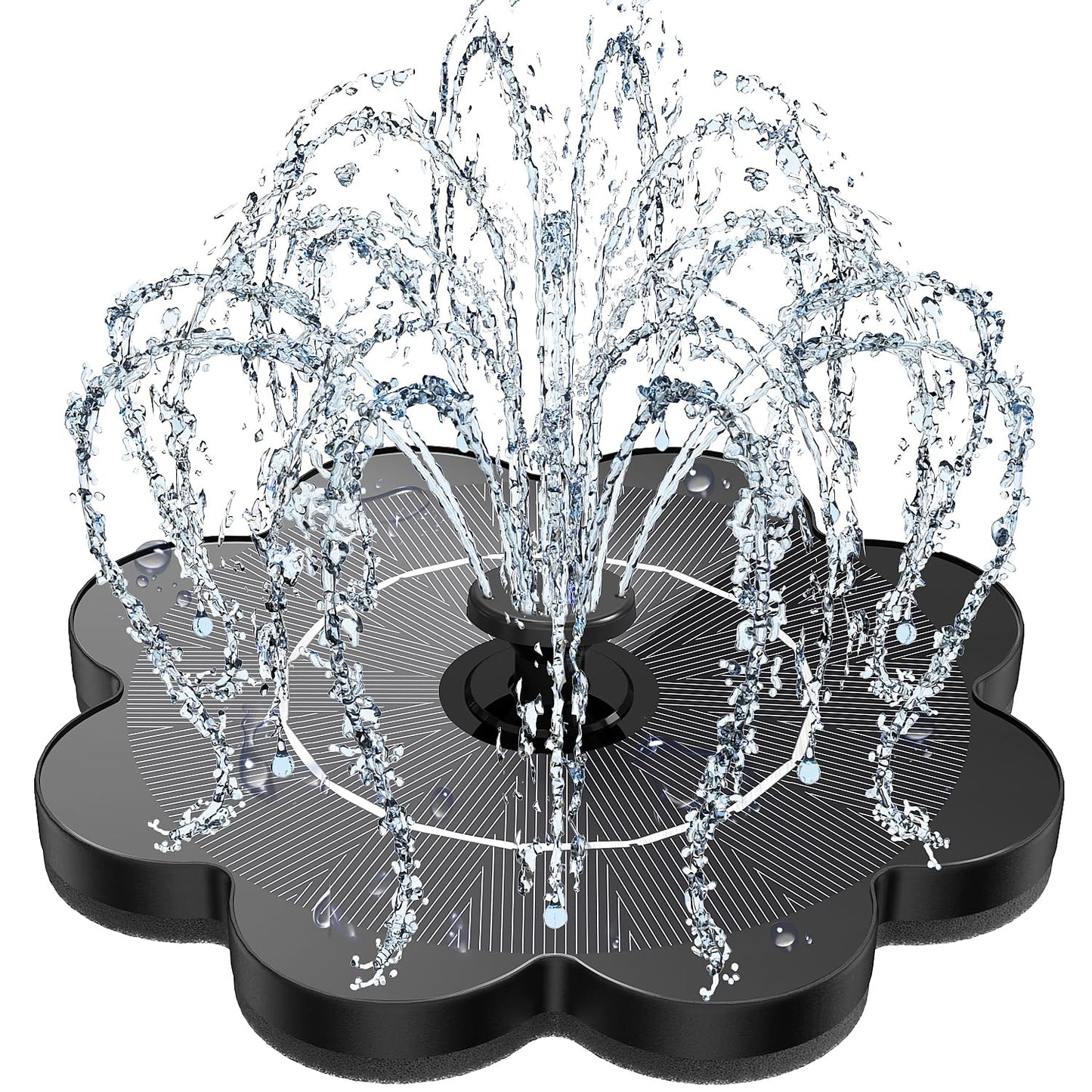 Yzert Solar Water Fountain Flower Shape, 3.5W Glass Solar Fountain with 7 Nozzles & 4 Fixer Rods,Solar Fountain Pump for Bird Bath, Outdoor, Pool, Garden, Pond
