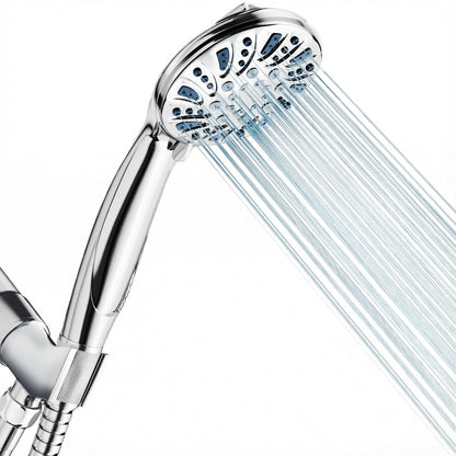 Handheld Shower Head with Hose – 5-Spray High-Pressure Hand Held Shower, Anti-Clog Water-Saving Shower Head, 70" Long Hose, 360° Adjustable Wall Brackets, Easy DIY Install