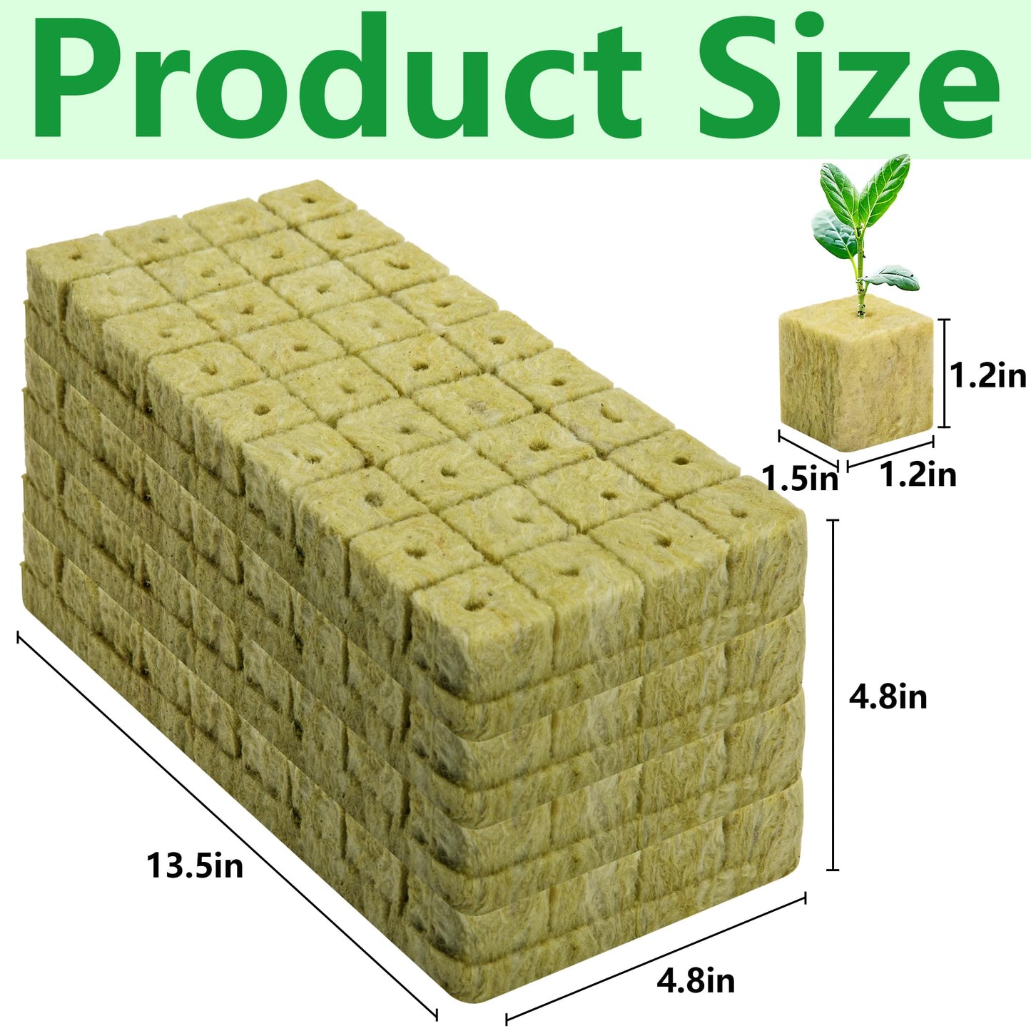 144Pcs Rockwool Grow Cubes - 1.5×1.2×1.2Inch Stonewool Starter Plugs for Rapid Plant Growth - Starter Cubes Plugs with Holes for Hydroponic, Seeds Germination and Soilless Growing