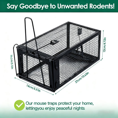 AGJIQ Humane Mouse Trap, Rat Trap Cage, Suitable for Indoor & Outdoor Use, Live Catch & Release Design for Mice, Chipmunks, Voles, Hamsters and Other Small Rodents(Black Single Unit)
