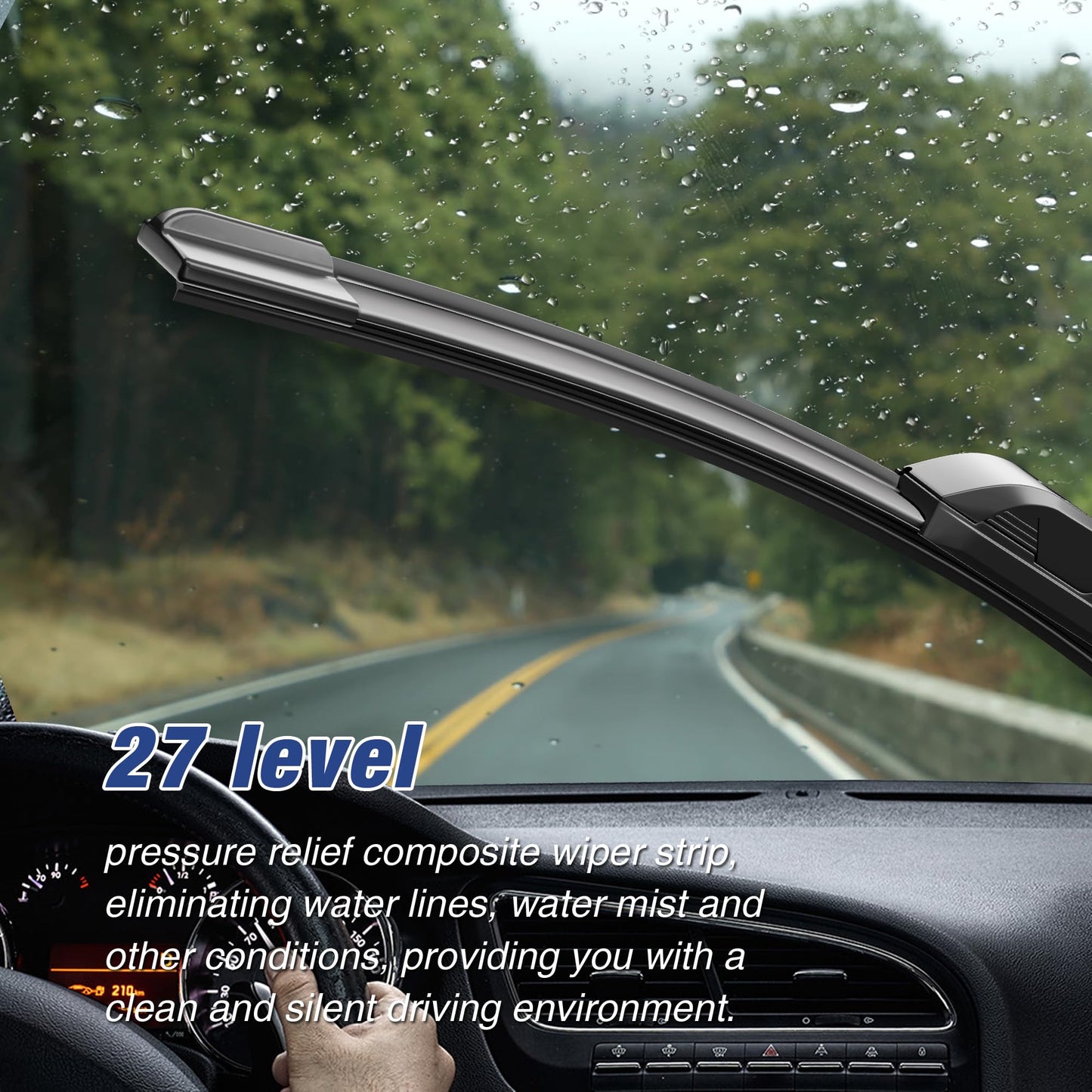 22 Inch Wiper Blades 2 Pack Windshield Wiper Blades Replacement for 2012-2023 Ford F-150/F-250/F-350;2008-2021 Expedition,Original Equipment Replacement Windshield Wiper Blades(22"+22",U/J Hook)