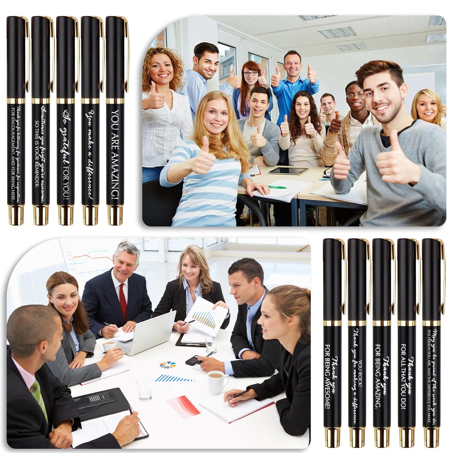 10 Sets Inspirational Thank You Gifts Employee Appreciation Ballpoint Pens with Gift Boxes Motivational Quote Pen Bulk Gifts for Teacher Staff Coworkers Student School Graduation(Black)