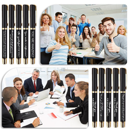 10 Sets Inspirational Thank You Gifts Employee Appreciation Ballpoint Pens with Gift Boxes Motivational Quote Pen Bulk Gifts for Teacher Staff Coworkers Student School Graduation(Black)