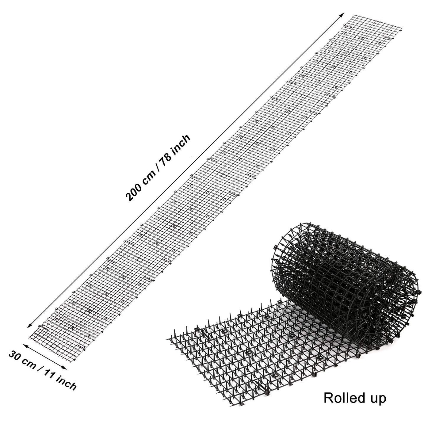 Cat Scat Mat, 78inch, Cat Deterrent Devices Spikes Mat Include 8 Garden Staples, for Garden, Fence, Anti-Cats Network, Bird, Squirrel, Raccoon Spikes