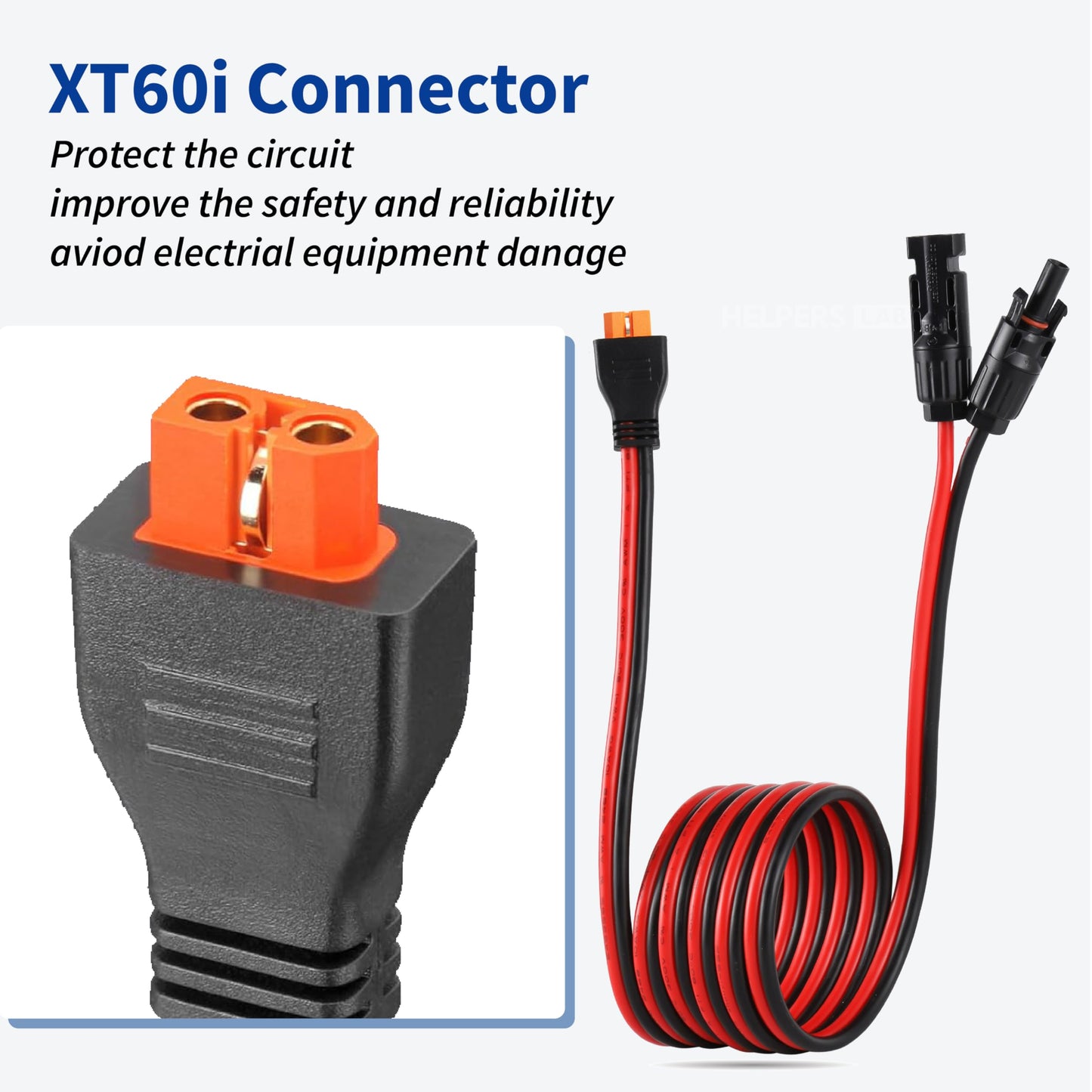 XT60i to Solar Connector Extension Cable 10AWG XT60I Solar Panel Charging Cable 180CM/6FT for RV Portable Power Station Battery Pack Ecoflow and more