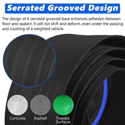 10FT Garage Door Bottom Threshold Seal Strip with 300ml Black Adhesives, Universal Rubber DIY Bottom Floor Threshold Seal, Weatherproofing Weather Stripping Replacement (3.05M, Black&Blue)