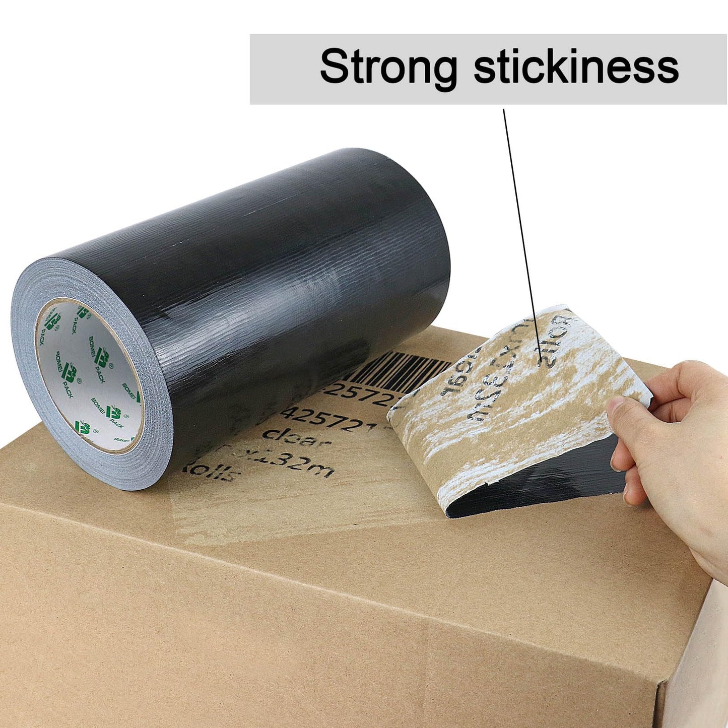 BOMEI PACK Wide Duct Tape 8Inch, Waterproof Strong Black Tape Gris Residue Free for Crafts and Repair, 1Roll 8.3Mil x 30yds