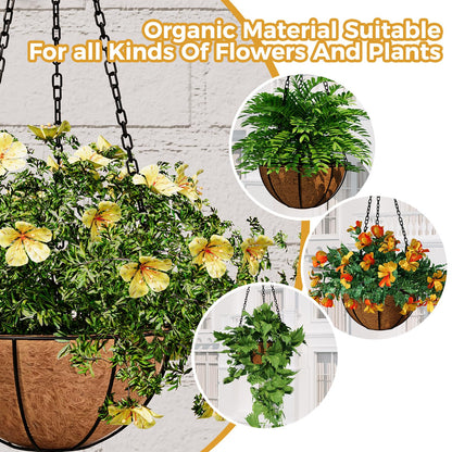 Bamworld 6pcs 30cm Coco Liners, Round Hanging Basket Liners Coconut Fiber Coir, Plant Holder Decor for Indoor Outdoor Flower Pots, Watering Baskets