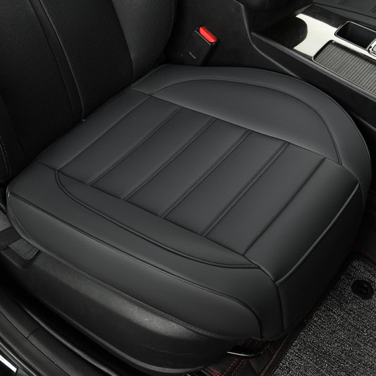 Vankerful Leather Front Car Seat Covers,Bottom Seat Covers for Cars,Driver Car Seat Cushion Cover,Waterproof,Anti-Slip,Full Wrap,for Most Vehicles,Sedan,Truck,SUV (Black, 1 PC, Parallel)