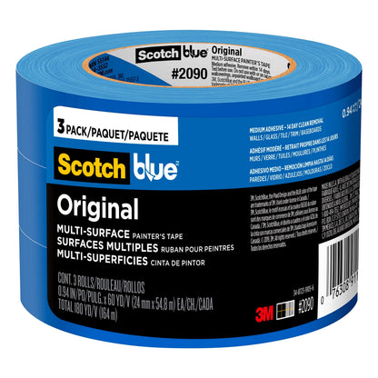 Scotch Painter's Tape 2090-24EC3 Original Multi-Surface Painter’s Tape, 0.94" Width, Blue