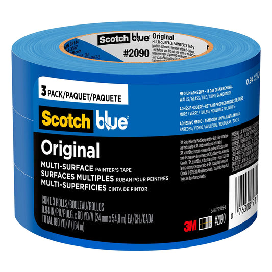 Scotch Painter's Tape 2090-24EC3 Original Multi-Surface Painter’s Tape, 0.94" Width, Blue