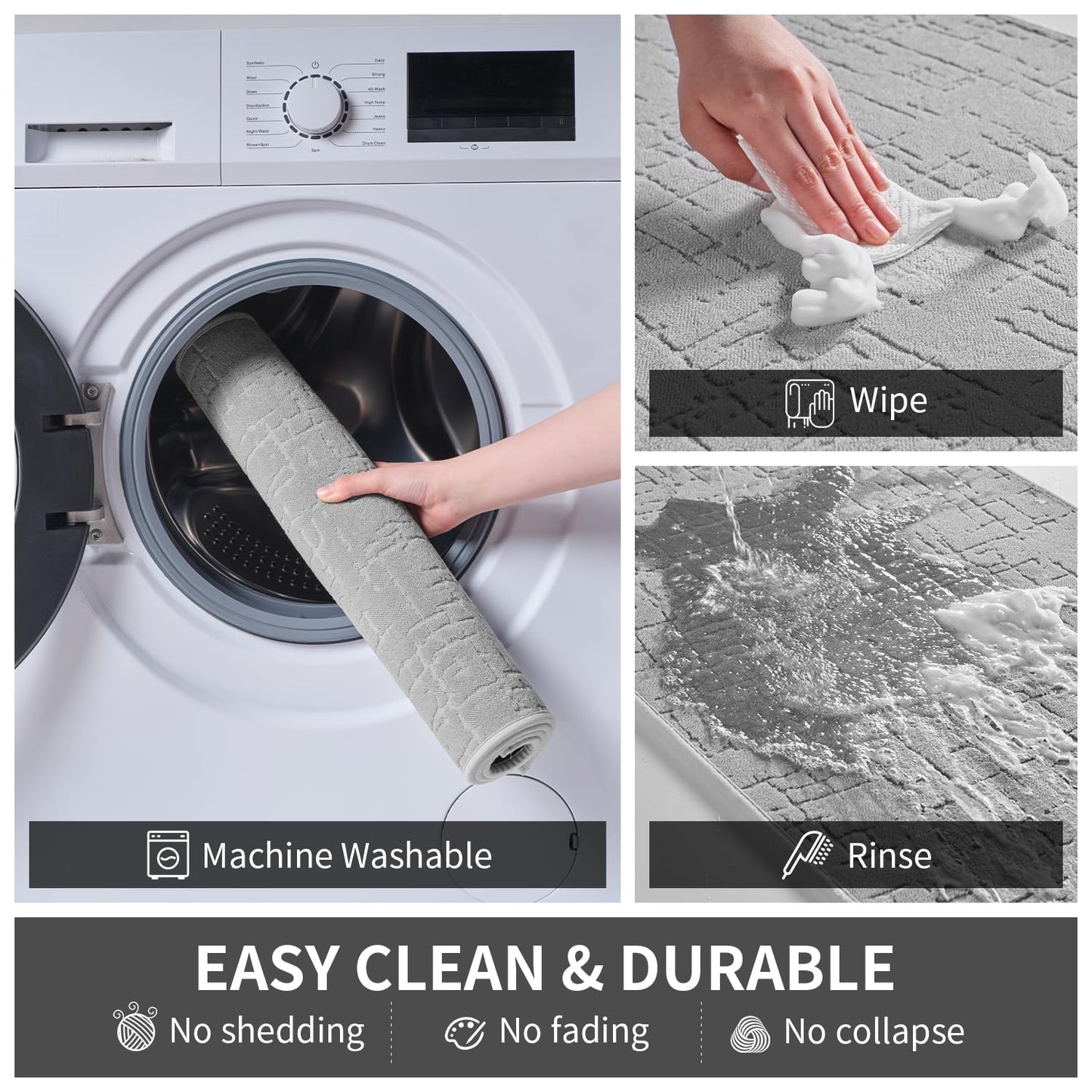 TCHDIO Bath Mat Super Absorbent-Quick Dry Bathroom Mat-Extra Soft Machine Washable Bath Mats for Bathroom-Thin Bathroom Rug Fit Under Door-Rubber Backing Bath Mat Non Slip in Front of Shower,Bathtub