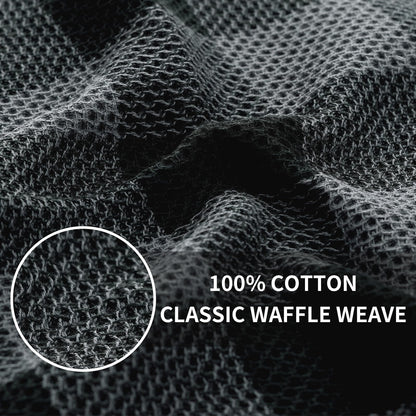 smiry 100% Cotton Kitchen Towels, 12" x 12", 6 Pack Waffle Weave Dish Cloths, Super Soft Dish Towels, Absorbent Quick Drying Tea Towels, Black&Dark Grey