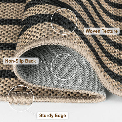 VSIWB Door Mat Entrance 2'x3', Easy Jute Area Rug, Non-Slip Absorbent Dirt Resist Front Back Door Mat, Easy Clean Washable Low-Profile Doormat for Entryway, Front Door, Inside Entrance,Kitchen, Black
