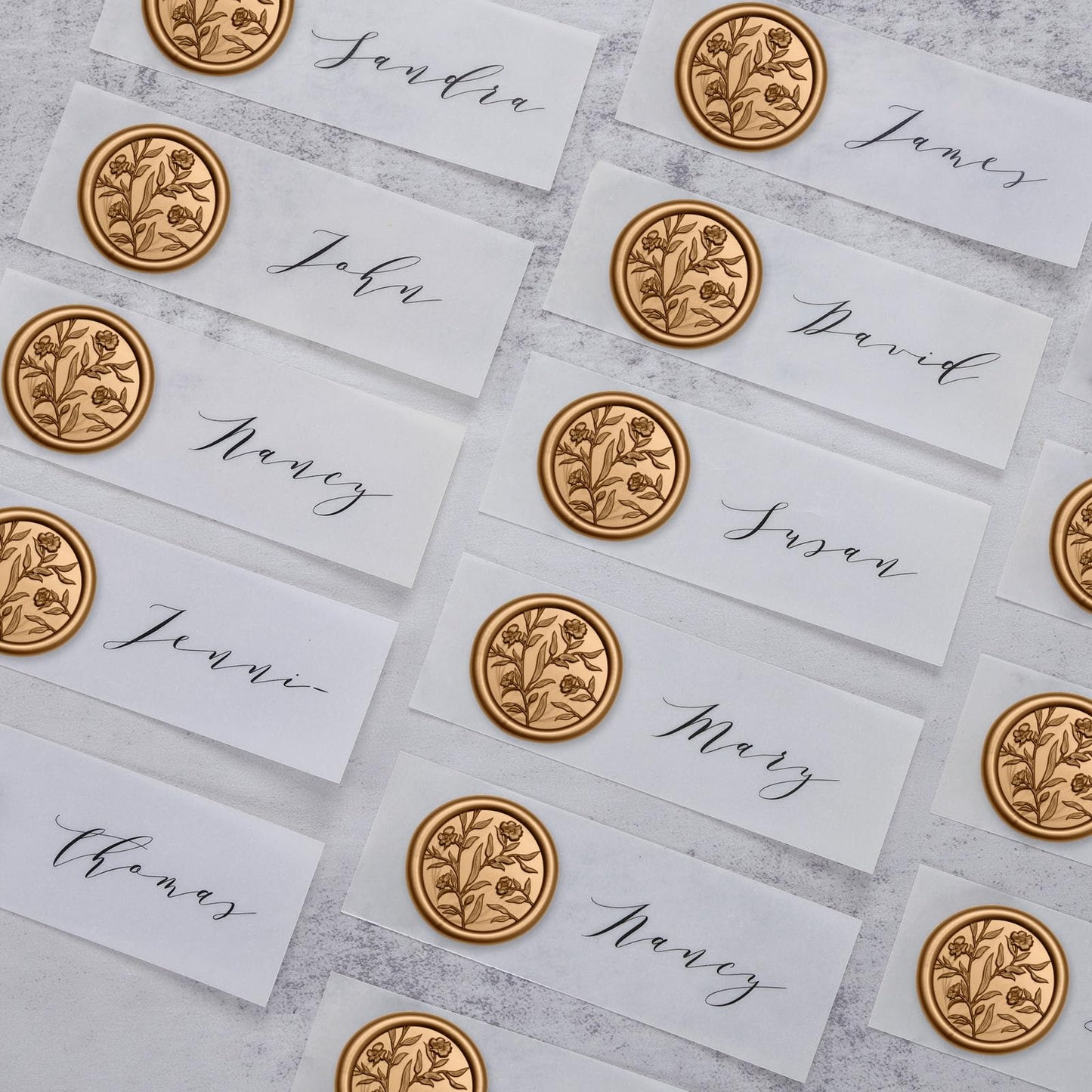 UNIQOOO Wax Seal Stickers - 3D Flower Wedding Invitation Envelope Seal Sticker, 50 Pcs Self- Adhesive Stickers, Perfect for Invitation, Christmas, Gift Wrapping (Anti Gold)