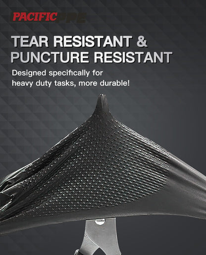 PACIFIC 8 Mil Heavy Duty Black Nitrile Gloves, Food Safe, Latex Free, Mechanic, Fully-Diamond Textured Grip Industrial Disposable Gloves, X-Large