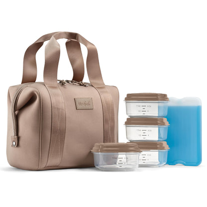 Fit & Fresh Neoprene Lunch Bag for Women, Insulated Womens Lunch Bag for Work, Tear & Stain Resistant Large Lunch Box for Women with Containers and Ice, Machine Washable Remi Lunch Bag, Taupe