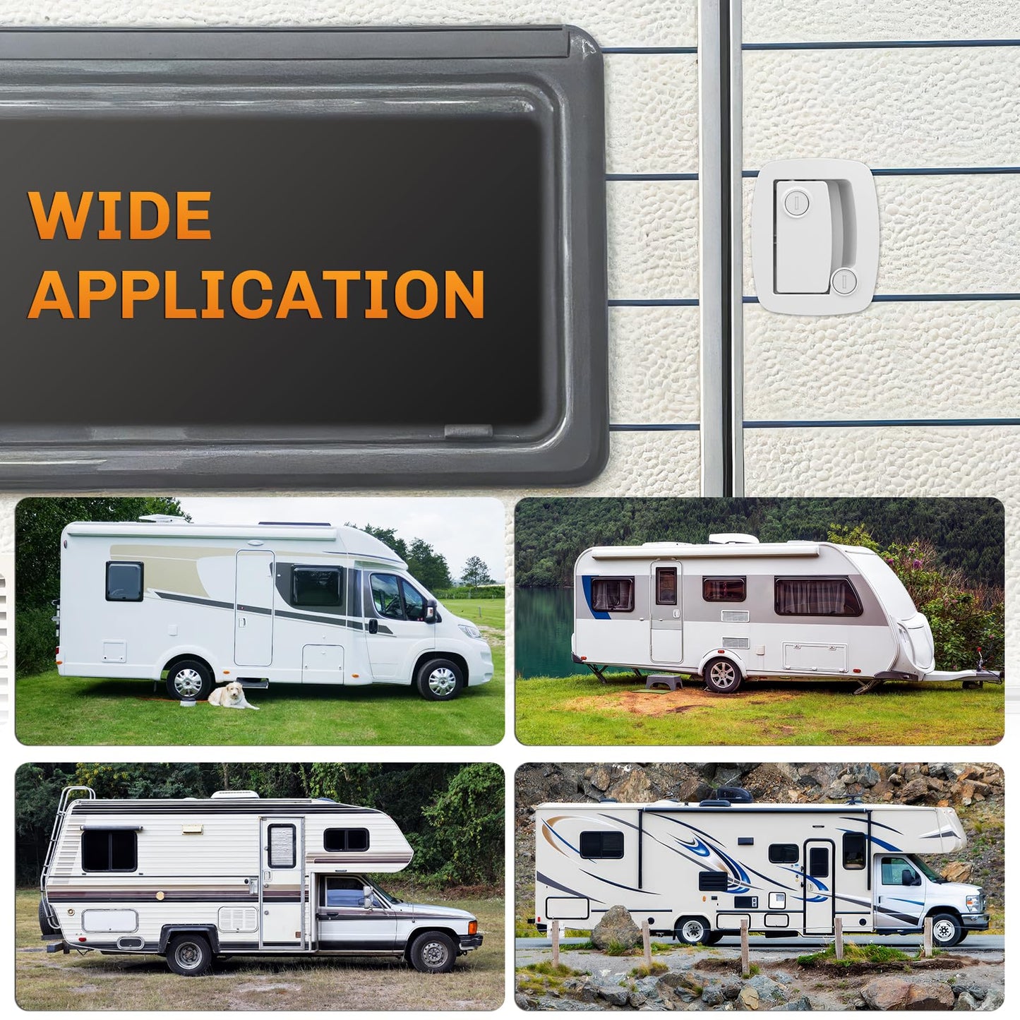 WELLUCK RV Door Lock Replacement with Paddle Deadbolt, 100% Metal Camper Door Latch Handle Lock, RV Entry Door Lock for Camper Horse Travel Trailer Cargo Hauler, Black, Not Key Alike White