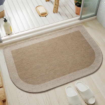 Bathroom Rugs Mat 20x31, Ultra Thin Non Slip Bath Mats for Bathtub Quick Dry Absorbent Rubber Bathroom Mat Fit Under Door, Washable Half Round Bath Rugs, Beige Brown