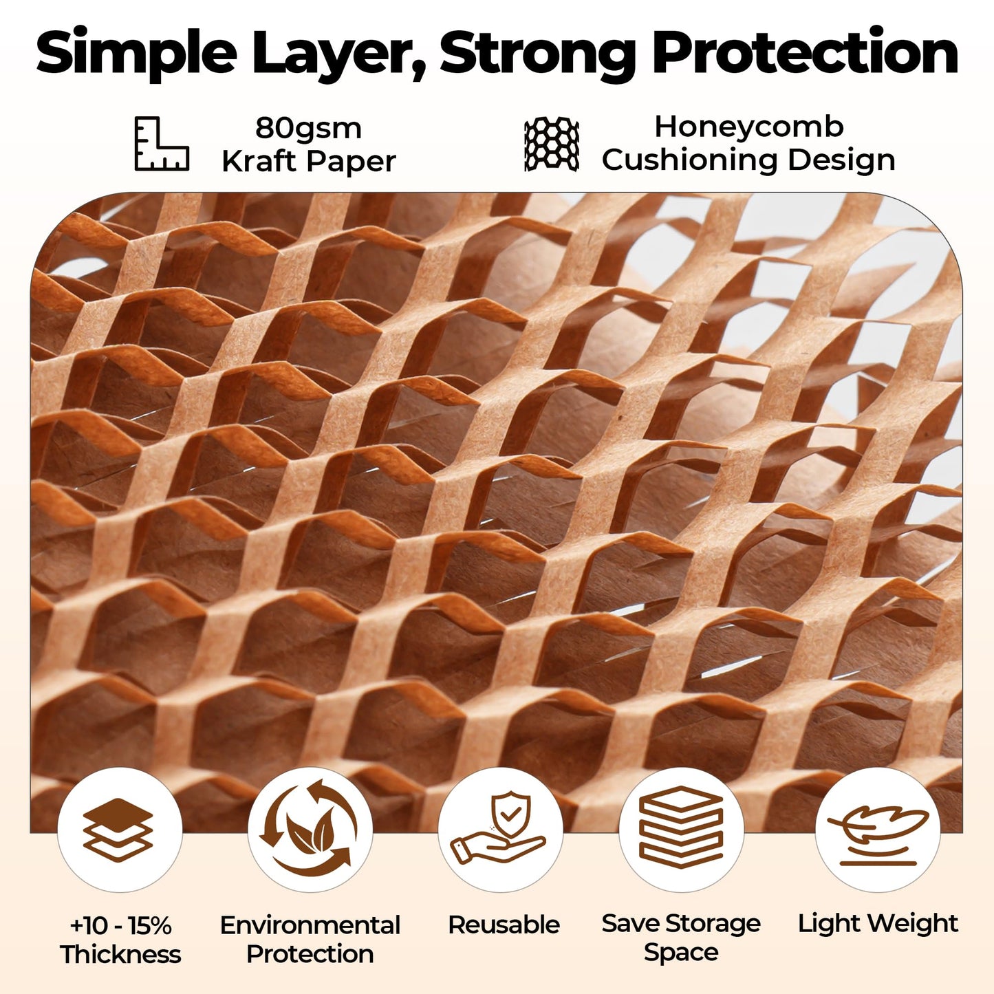 Tera Honeycomb Packing Paper Eco-friendly: 12"x200' Recyclable Cushioning Wrap for packaging Moving Supplies Shipping Boxes Gift Wrapping Paper Alternative to Bubble Wrap with 20 Fragile Sticker