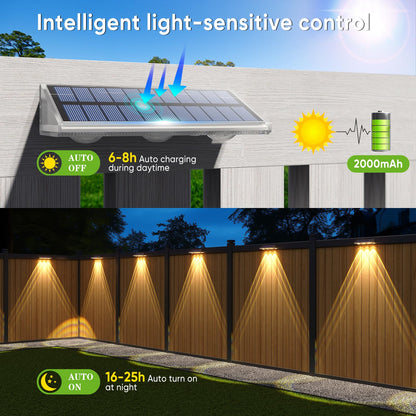 Yilaie Solar Lights Outdoor-IP67 Waterproof 3000K/4500K/6500K,High Brightness LED Solar Fence Lights,Solar Wall Light for Outside Backyard/Railing/Step/Patio/Stair Railings/Pool （4 Pack）