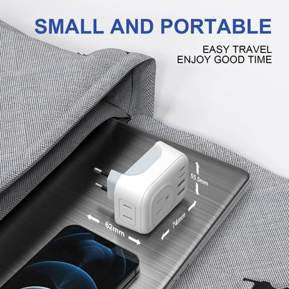 2 Pack European Travel Plug Adapter, VYLEE International Travel Adapter with 2 Outlets 4 USB Ports(2 USB C), 6 in 1 Type C Travel Essentials Charger for US to Most of Europe EU Italy Spain France