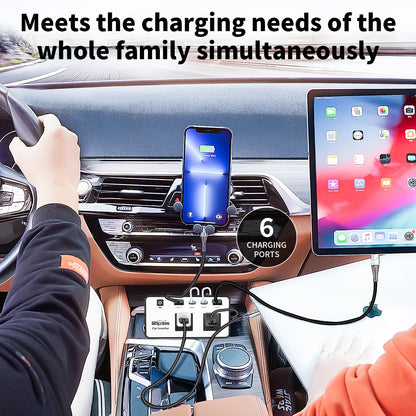 300W Car Power Inverter, DC 12V to 110V AC Car Outlet Adapter Plug, 24W Fast Charging USB-C&USB-A, Portable Charger Converter for Laptops, Phones
