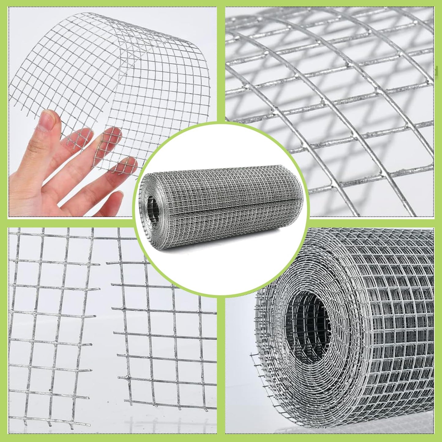 Yharnamite Galvanized Wire Mesh, 40cm x 6m, Garden Fence, Chicken Wire, Poultry Netting, DIY Projects, Silver, Stainless Steel