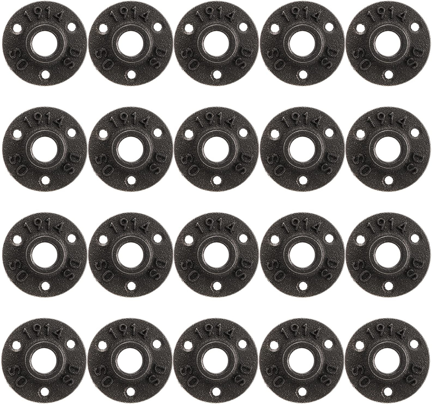 Lawei 20 Pack 1/2 Inch Floor Flange, Malleable Cast Iron Pipe Flange Industrial Pipe Flanges for DIY Project, Furniture, Shelving Decoration