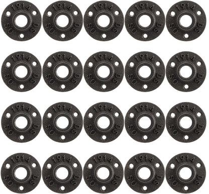 Lawei 20 Pack 1/2 Inch Floor Flange, Malleable Cast Iron Pipe Flange Industrial Pipe Flanges for DIY Project, Furniture, Shelving Decoration