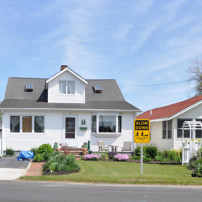 Danoib 2-Pack Slow Down Signs, Kids and Pets at Play Sign 18"x12" Reflective Aluminum Sign, Easy to Assemble, Waterproof, Weather Resistant, Non-Fading