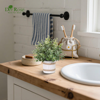 Der Rose 4 Pack Fake Plants Artificial Plants for Home Office Farmhouse Desk Rustic Table Boho Aesthetic Room Decor Indoor