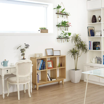 XXXFLOWER Wall Hanging Propagation Station with Wooden Stand 5 Glass Test Tubes 3 Tiered Planters Wall Terrarium for Home Office Plant Hanger Flower Vases Wall Decor Hydroponic Cuttings