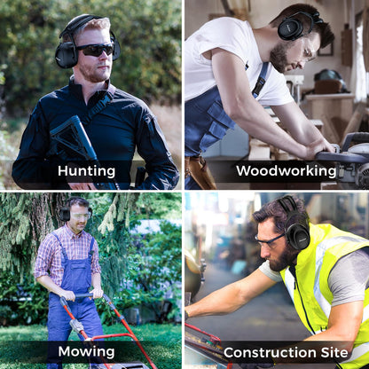 ProCase Extra Large SNR 37dB Noise Cancelling Ear Muffs, Ear Hearing Protection for Adults Men, Wide Size Adjustment and Comfortable Noise Cancelling Headphones for Shooting Woodworking -Black