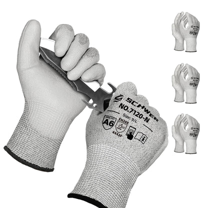 Schwer 3 Pairs Cut Resistant Gloves ANSI A6 Cut Proof Work Gloves, Touchscreen, for Men and Women Used to Woodworking, Glass Cutting, Construction, Cargo Handling, Material Sorting, Car Repair (L)