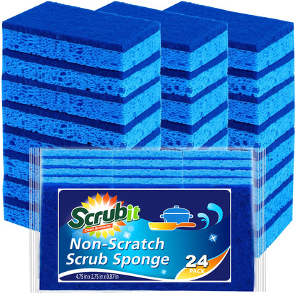 Cleaning Scrub Sponge by Scrub-it - Non-Scratch - Scrubbing Dish Sponges Use for Kitchens, Bathroom & More - 24 Pack
