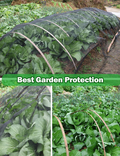 Wohohoho Stronger Garden Insect Mesh Netting, 6.6Ft x 16Ft Nano Black Bird Net Barrier. Mosquito Netting Screen for Patio Balcony Porch Cover, Garden Protection for Vegetables Plants, Shading Rate 33%
