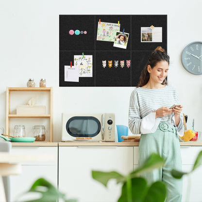 Yunihome Cork Board for Walls 36" x 24", 6 Pack Felt Bulletin Board Wall Tiles with 30 Push Pins for Home Kitchen School Office Wall DIY Decorative