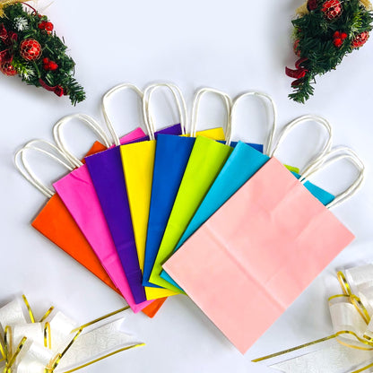 32 Pack Medium Paper Gift Bags with Handles, Kraft Paper Party Favor Bags Bulk for Kids Birthday, Baby Shower, Crafts, Wedding, Party Supplies Goodie Bags Medium Gift Bags