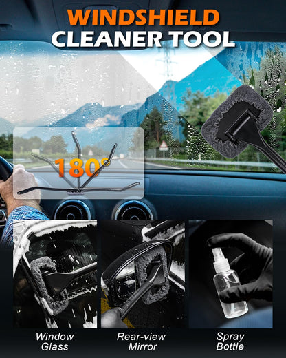 Viewmax Windshield Cleaner Tool, 18Pcs Car Interior Detailing Brush Set, Inside Windshield Cleaning Kit with 200g Cleaning Gel, Duster Brush, 2 Microfiber Pads, Car Detailing Supplies for Men (Gray)