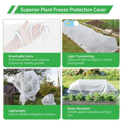 Plant Covers Freeze Protection, 10x50ft Green Frost Blanket for Winter, 1.23 oz/yd² Fabric, Premium Frost Protection Cover, Breathable Garden Row Covers for Outdoor Plants