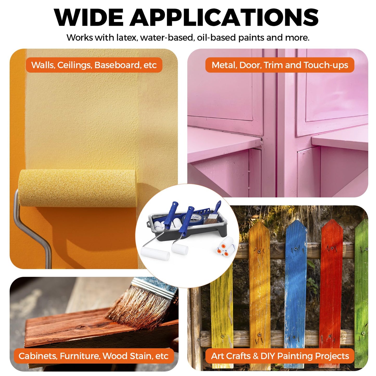20pcs Small Paint Roller Kit, PinStone 4 inch 2 inch Paint Roller Brush Kit with Foam, Microfiber Covers & Heavy-Duty Paint Tray, Mini Rollers for Painting Walls, Cabinet, Touch-ups Supplies