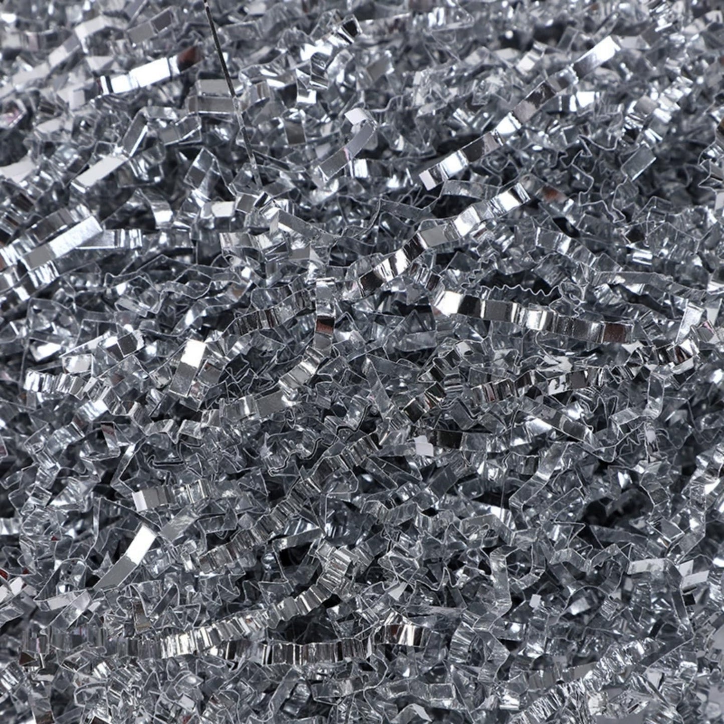 1LB (455g) Double Sided Silver Shredded Tissue Paper for Packing Gift Boxes - Premium Crinkle Cut Baskets Filler Shredded Paper, Recyclable Hamper Fillers for Packaging, Crafting & Gifting