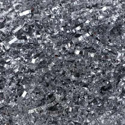 1LB (455g) Double Sided Silver Shredded Tissue Paper for Packing Gift Boxes - Premium Crinkle Cut Baskets Filler Shredded Paper, Recyclable Hamper Fillers for Packaging, Crafting & Gifting