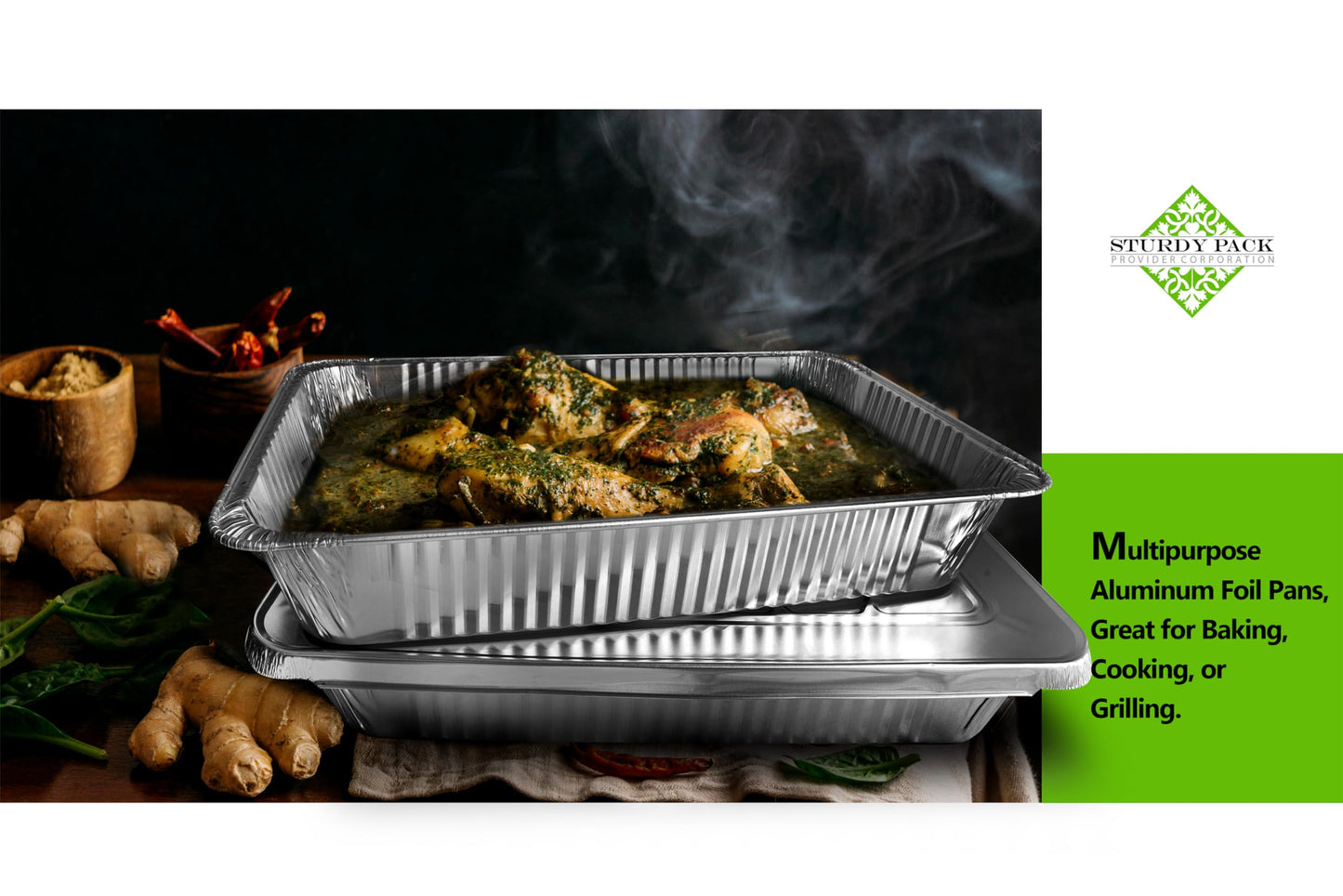 Sturdy Pack Aluminum Foil Pans with Lids, 9"x13"x2.5" – Half-Size Disposable Steam Table Pans for Catering, Baking, Cooking, Roasting – 10 Pack with Lids